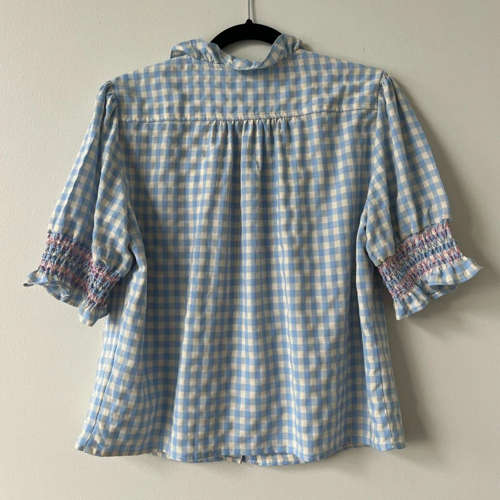 The Shirt by Rochelle Behrens Blue and Yellow Gingham Blouse - Picture 5 of 11